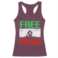 Free Iran Freedom Protest Racerback Tank Top Iranian Flag Raised Fist and Crowd Revolution