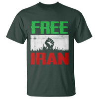 Free Iran Freedom Protest T Shirt Iranian Flag Raised Fist and Crowd Revolution