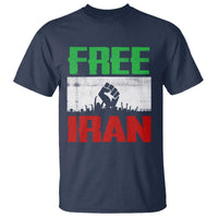 Free Iran Freedom Protest T Shirt Iranian Flag Raised Fist and Crowd Revolution