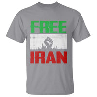 Free Iran Freedom Protest T Shirt Iranian Flag Raised Fist and Crowd Revolution