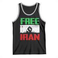 Free Iran Freedom Protest Tank Top Iranian Flag Raised Fist and Crowd Revolution