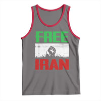 Free Iran Freedom Protest Tank Top Iranian Flag Raised Fist and Crowd Revolution
