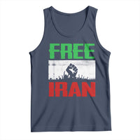 Free Iran Freedom Protest Tank Top Iranian Flag Raised Fist and Crowd Revolution