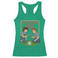 Let’s Destroy ICE Racerback Tank Top Retro Parody Protest with Satirical Childhood Graphic