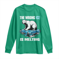 The Wrong Ice is Melting Polar Bear Long Sleeve Shirt Against Ice Environmental Activist Protest