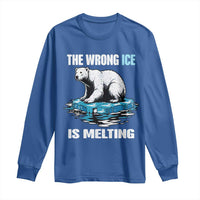 The Wrong Ice is Melting Polar Bear Long Sleeve Shirt Against Ice Environmental Activist Protest