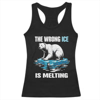 The Wrong Ice is Melting Polar Bear Racerback Tank Top Against Ice Environmental Activist Protest