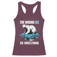 The Wrong Ice is Melting Polar Bear Racerback Tank Top Against Ice Environmental Activist Protest