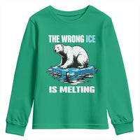 The Wrong Ice is Melting Polar Bear Youth Sweatshirt Against Ice Environmental Activist Protest