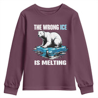 The Wrong Ice is Melting Polar Bear Youth Sweatshirt Against Ice Environmental Activist Protest