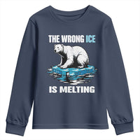 The Wrong Ice is Melting Polar Bear Youth Sweatshirt Against Ice Environmental Activist Protest