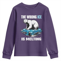 The Wrong Ice is Melting Polar Bear Youth Sweatshirt Against Ice Environmental Activist Protest