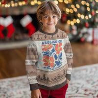 Retro Floral Protest Abolish Ice Ugly Christmas Sweater No Human is Illegal Peaceful Pro-Immigrant