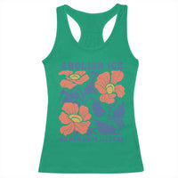 Retro Floral Protest Abolish Ice Racerback Tank Top No Human is Illegal Peaceful Pro-Immigrant