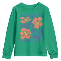 Retro Floral Protest Abolish Ice Youth Sweatshirt No Human is Illegal Peaceful Pro-Immigrant