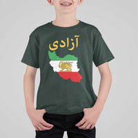 Freedom Iran Sun and Lion Flag T Shirt For Kid Free Iranian Revolution 2026