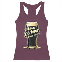 Hello Darkness My Old Friend Funny Stout Beer Racerback Tank Top Vintage Craft Brew Lovers