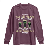 Hello Darkness My Old Friend Funny Irish Stout Beer Long Sleeve Shirt St. Patrick’s Day Drinking Humor Craft Brew Lovers