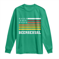 Beersexual Funny Beer Lover Graphic Long Sleeve Shirt Vintage American Flag Parody