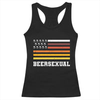 Beersexual Funny Beer Lover Graphic Racerback Tank Top Vintage American Flag Parody