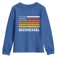 Beersexual Funny Beer Lover Graphic Youth Sweatshirt Vintage American Flag Parody