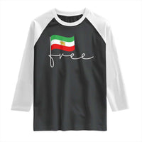 Free Iran Persian Flag Raglan Shirt Iranian Freedom Supporters Revolution