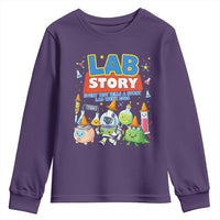 Lab Story Every Test Tells a Story Lab Week 2026 Youth Sweatshirt Science Characters Lab Techs Medical Laboratory
