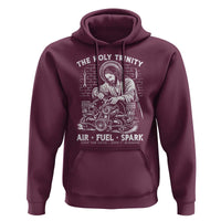 Funny Mechanic Jesus Holy Trinity Air Fuel Spark Hoodie Christian Car Lover Humor Gift for Gearheads