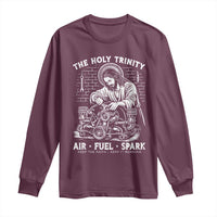 Funny Mechanic Jesus Holy Trinity Air Fuel Spark Long Sleeve Shirt Christian Car Lover Humor Gift for Gearheads