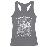 Funny Mechanic Jesus Holy Trinity Air Fuel Spark Racerback Tank Top Christian Car Lover Humor Gift for Gearheads