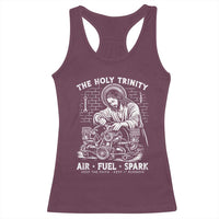 Funny Mechanic Jesus Holy Trinity Air Fuel Spark Racerback Tank Top Christian Car Lover Humor Gift for Gearheads
