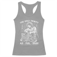 Funny Mechanic Jesus Holy Trinity Air Fuel Spark Racerback Tank Top Christian Car Lover Humor Gift for Gearheads
