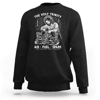 Funny Mechanic Jesus Holy Trinity Air Fuel Spark Sweatshirt Christian Car Lover Humor Gift for Gearheads