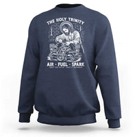 Funny Mechanic Jesus Holy Trinity Air Fuel Spark Sweatshirt Christian Car Lover Humor Gift for Gearheads