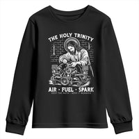 Funny Mechanic Jesus Holy Trinity Air Fuel Spark Youth Sweatshirt Christian Car Lover Humor Gift for Gearheads