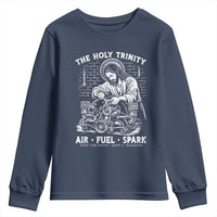 Funny Mechanic Jesus Holy Trinity Air Fuel Spark Youth Sweatshirt Christian Car Lover Humor Gift for Gearheads