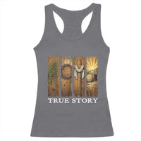 Christian Easter True Story Resurrection Scene Vintage Racerback Tank Top Faith Based Jesus Empty Tomb Gift for Believers