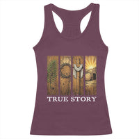 Christian Easter True Story Resurrection Scene Vintage Racerback Tank Top Faith Based Jesus Empty Tomb Gift for Believers