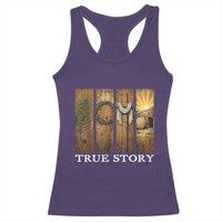 Christian Easter True Story Resurrection Scene Vintage Racerback Tank Top Faith Based Jesus Empty Tomb Gift for Believers