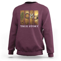 Christian Easter True Story Resurrection Scene Vintage Sweatshirt Faith Based Jesus Empty Tomb Gift for Believers