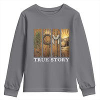 Christian Easter True Story Resurrection Scene Vintage Youth Sweatshirt Faith Based Jesus Empty Tomb Gift for Believers