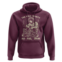 Funny Mechanic Jesus Holy Trinity Air Fuel Spark Vintage Hoodie Christian Car Lover Humor Gift for Gearheads