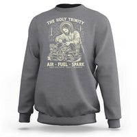 Funny Mechanic Jesus Holy Trinity Air Fuel Spark Vintage Sweatshirt Christian Car Lover Humor Gift for Gearheads