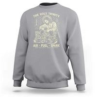 Funny Mechanic Jesus Holy Trinity Air Fuel Spark Vintage Sweatshirt Christian Car Lover Humor Gift for Gearheads