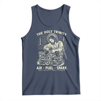 Funny Mechanic Jesus Holy Trinity Air Fuel Spark Vintage Tank Top Christian Car Lover Humor Gift for Gearheads