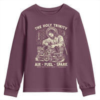 Funny Mechanic Jesus Holy Trinity Air Fuel Spark Vintage Youth Sweatshirt Christian Car Lover Humor Gift for Gearheads