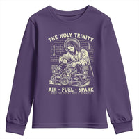 Funny Mechanic Jesus Holy Trinity Air Fuel Spark Vintage Youth Sweatshirt Christian Car Lover Humor Gift for Gearheads