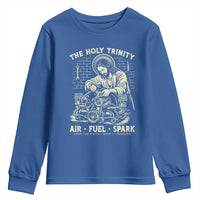 Funny Mechanic Jesus Holy Trinity Air Fuel Spark Vintage Youth Sweatshirt Christian Car Lover Humor Gift for Gearheads