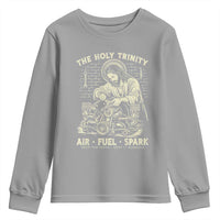 Funny Mechanic Jesus Holy Trinity Air Fuel Spark Vintage Youth Sweatshirt Christian Car Lover Humor Gift for Gearheads