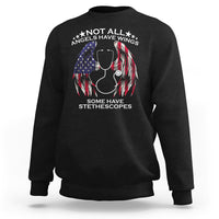Funny Nurse Sweatshirt Nurse Appreciation American Flag Angel Wings Not All Angels Have Wings Some Have Stethoscopes Nursing Nurse Life, Nurse Pride - Wonder Print Shop